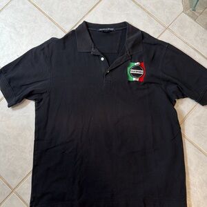 Classic Black Polo Shirt with Italian Emblem Aprilia Racing